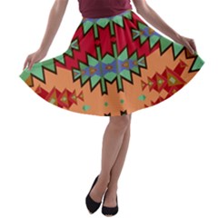 Misc Tribal Shapes                                               A-line Skirt by LalyLauraFLM