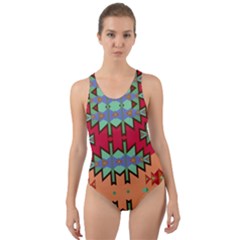 Misc Tribal Shapes                                                   Cut-out Back One Piece Swimsuit