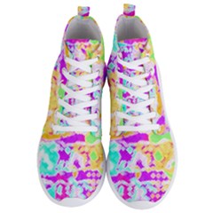 Pink Yellow Blue Green Texture                                        Men s Lightweight High Top Sneakers