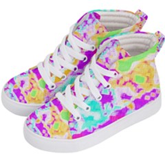 Pink Yellow Blue Green Texture                                         Kid s Hi-top Skate Sneakers