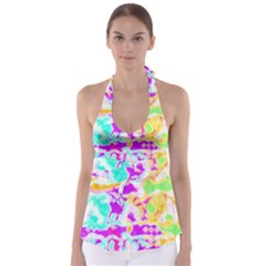 Pink Yellow Blue Green Texture                                                     Babydoll Tankini Top by LalyLauraFLM