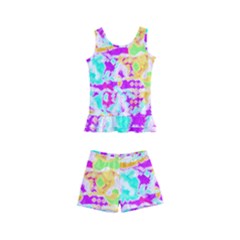 Pink Yellow Blue Green Texture                                           Kid s Boyleg Swimsuit