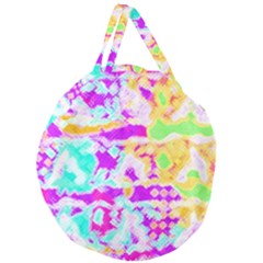 Pink Yellow Blue Green Texture                                               Giant Round Zipper Tote