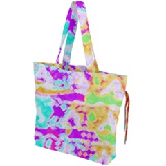 Pink Yellow Blue Green Texture                                          Drawstring Tote Bag