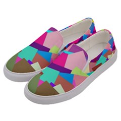 Colorful Squares                                             Men s Canvas Slip Ons by LalyLauraFLM