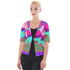 Colorful Squares                                          Cropped Button Cardigan