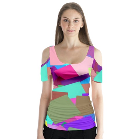 Colorful Squares                                                   Butterfly Sleeve Cutout Tee by LalyLauraFLM