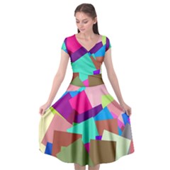 Colorful Squares                                    Cap Sleeve Wrap Front Dress