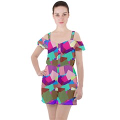 Colorful Squares                                                 Ruffle Cut Out Chiffon Playsuit