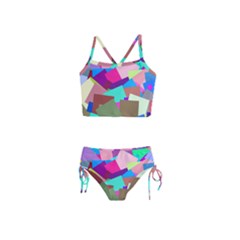 Colorful Squares                                                  Girls  Tankini Swimsuit by LalyLauraFLM