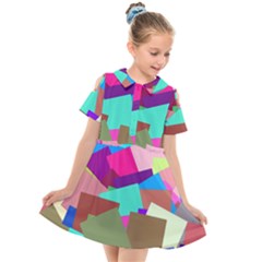 Colorful Squares                                               Kids  Short Sleeve Shirt Dress