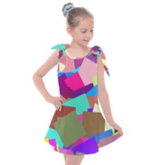 Colorful Squares                                              Kids  Tie Up Tunic Dress