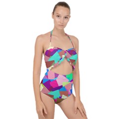 Colorful Squares                                                 Scallop Top Cut Out Swimsuit