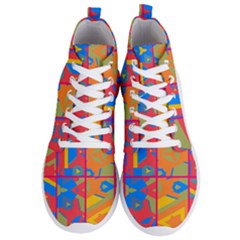 Colorful Shapes In Tiles                                          Men s Lightweight High Top Sneakers