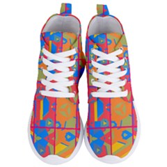 Colorful Shapes In Tiles                                          Women s Lightweight High Top Sneakers