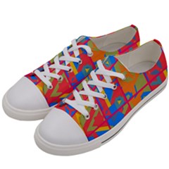 Colorful Shapes In Tiles                                             Women s Low Top Canvas Sneakers by LalyLauraFLM