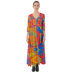 Colorful Shapes In Tiles                                                      Button Up Boho Maxi Dress