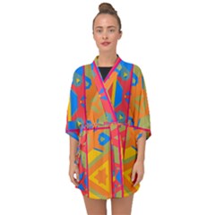 Colorful Shapes In Tiles                                                Half Sleeve Chiffon Kimono