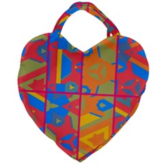 Colorful Shapes In Tiles                                              Giant Heart Shaped Tote by LalyLauraFLM