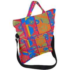 Colorful Shapes In Tiles                                              Fold Over Handle Tote Bag