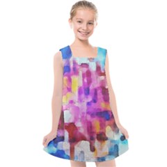 Blue Pink Watercolors                                                 Kids  Cross Back Dress