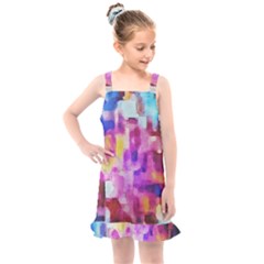 Blue Pink Watercolors                                                 Kids  Overall Dress