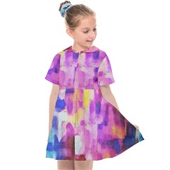 Blue Pink Watercolors                                                Kids  Sailor Dress