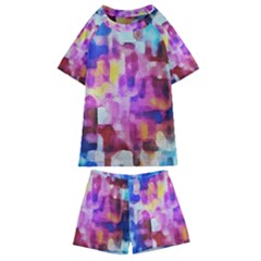 Blue Pink Watercolors                                              Kids  Swim Tee And Shorts Set by LalyLauraFLM