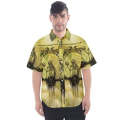 Awesome Creepy Skeleton With Skull Men s Short Sleeve Shirt