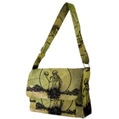 Awesome Creepy Skeleton With Skull Full Print Messenger Bag by FantasyWorld7