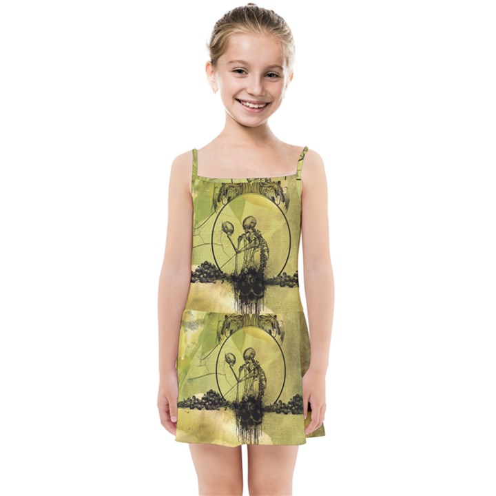 Awesome Creepy Skeleton With Skull Kids Summer Sun Dress