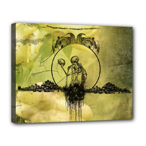 Awesome Creepy Skeleton With Skull Canvas 14  X 11  (stretched) by FantasyWorld7