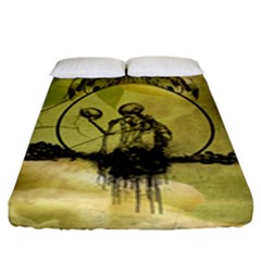 Awesome Creepy Skeleton With Skull Fitted Sheet (king Size) by FantasyWorld7