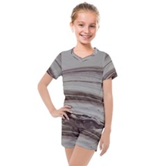 Brown Round Kids  Mesh Tee And Shorts Set