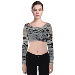 Snake Skin Velvet Long Sleeve Crop Top by WILLBIRDWELL