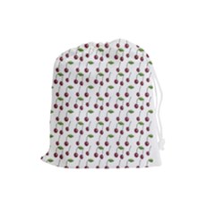 Musical Cherries Pattern Drawstring Pouch (large) by emilyzragz