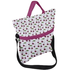 Musical Cherries Pattern Fold Over Handle Tote Bag by emilyzragz