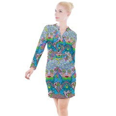 Angel Pyramid Blaster Button Long Sleeve Dress