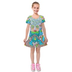 Angel Pyramid Blaster Kids  Short Sleeve Velvet Dress by chellerayartisans