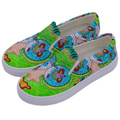 Supersonic Cosmic Galaxy Eyes Kids  Canvas Slip Ons by chellerayartisans