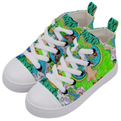 Supersonic Cosmic Galaxy Eyes Kid s Mid-top Canvas Sneakers by chellerayartisans