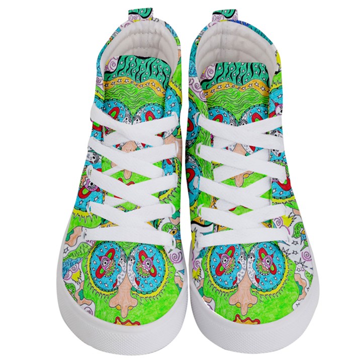 Supersonic Cosmic Galaxy Eyes Kid s Hi-Top Skate Sneakers