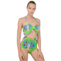 Supersonic Cosmic Galaxy Eyes Scallop Top Cut Out Swimsuit