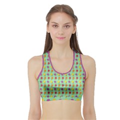 Roses Are Sorbet Pattern Sports Bra With Border by emilyzragz