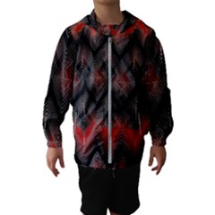 Blurred Lines Red And Black Designs By Flipstylez Designs Hooded Windbreaker (kids)