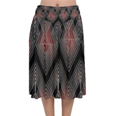 Blurred Lines Red And Black Designs By Flipstylez Designs Velvet Flared Midi Skirt