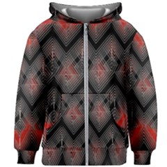 Blurred Lines Red And Black Designs By Flipstylez Designs Kids Zipper Hoodie Without Drawstring