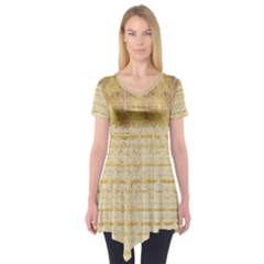 Seamless Gold Lace Nature Design By Flipstylez Designs Short Sleeve Tunic  by flipstylezfashionsLLC