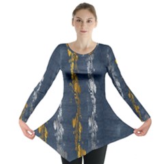 Gold And Silver Blue Jean Look By Flipstylez Designs Long Sleeve Tunic  by flipstylezfashionsLLC