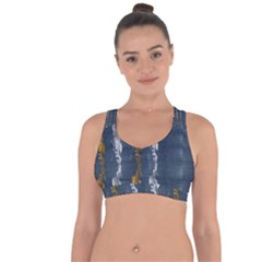 Gold And Silver Blue Jean Look By Flipstylez Designs Cross String Back Sports Bra by flipstylezfashionsLLC